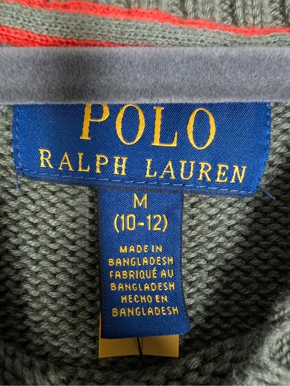 Polo Ralph Lauren Boys M 10-12 Olive Green Cotton Crewneck Sweater Pony Logo NWT